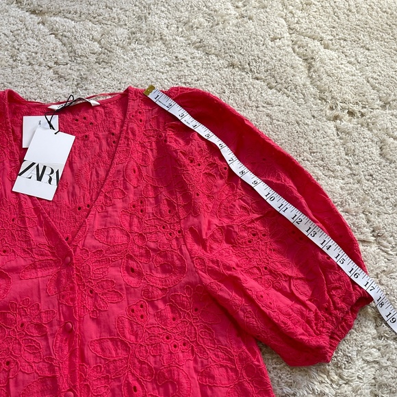 NEW Zara Pink Floral Midi Dress Size Small - Picture 10 of 13